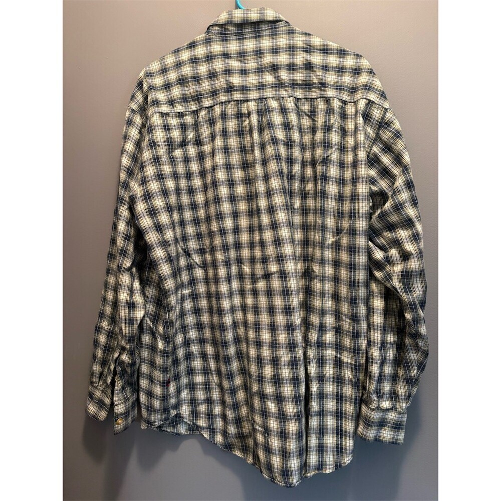 Bugle Boy Classics Shirt Mens 2XL Navy Cream Plaid Button Down Long Sleeve - Picture 6 of 9